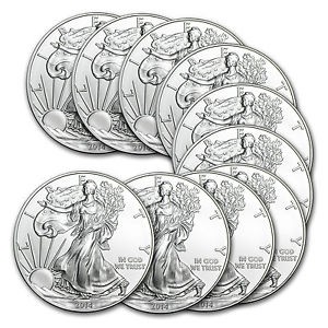 2014 1 oz Silver American Eagle (Lot of 10) Sale