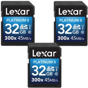 3 pack of 32GB Lexar Platinum II SDHC Memory Cards