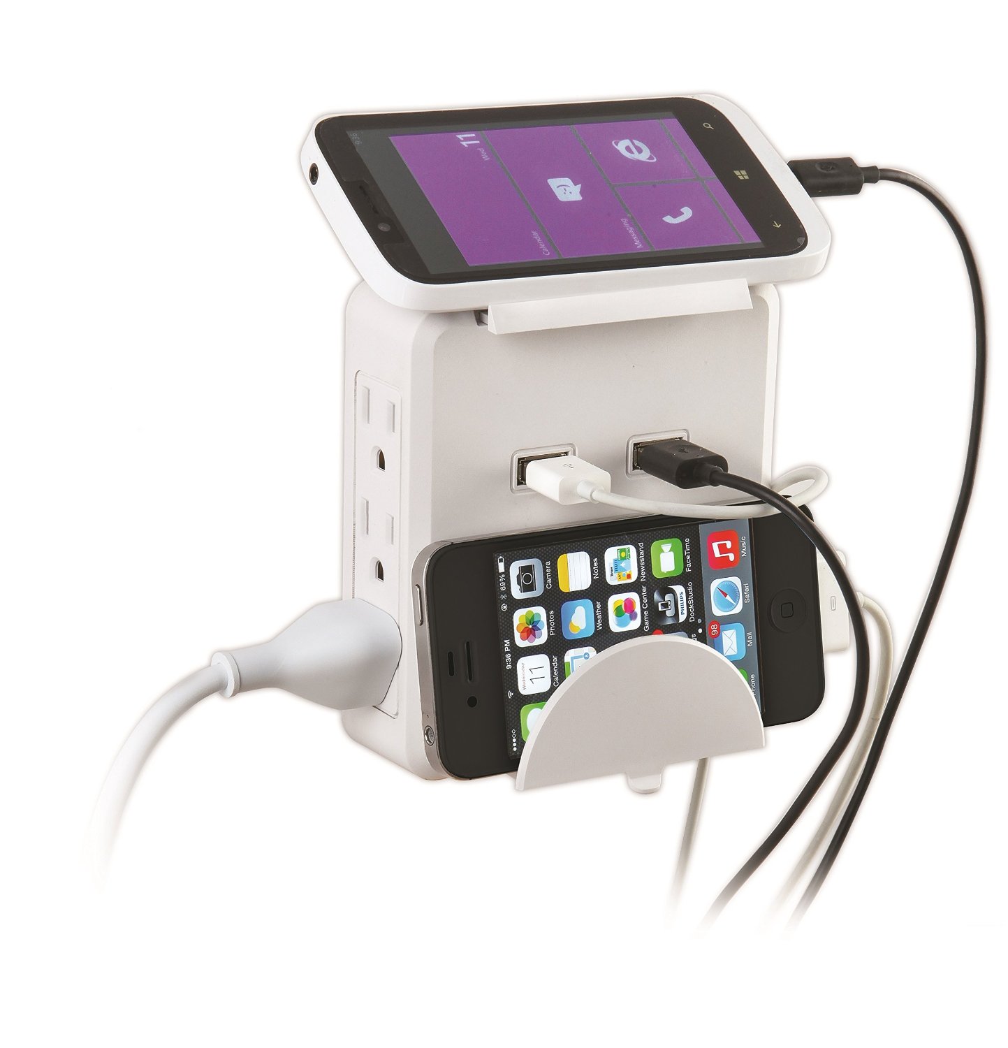 PowerXcel 6Outlet WallMounted Power Center with Dual USB Ports