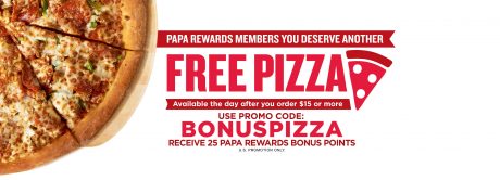 picture of Papa Johns Free Pizza with $15 Order + More