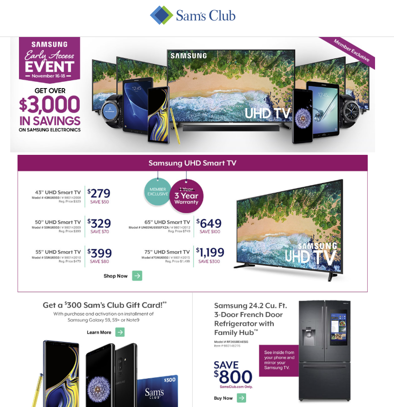 Sam’s Club Samsung Black Friday Early Access Event NOW &8