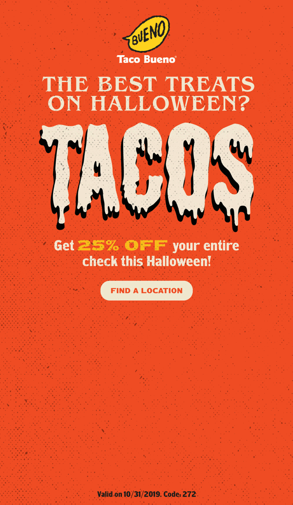 Taco Bueno Coupon Code: 25% Off Entire Order At participating loca