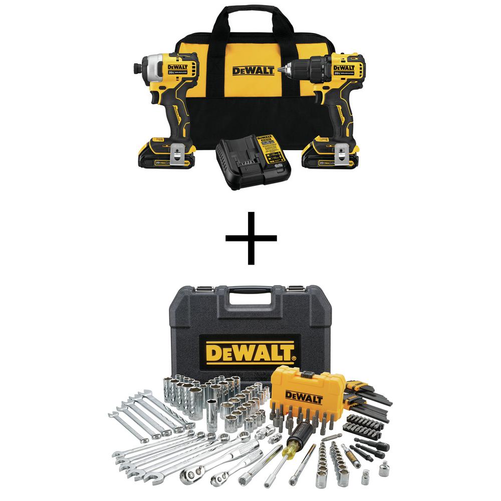 DeWALT ATOMIC 20V MAX LiIon Drill/Impact Kit + 142pc Mechanics