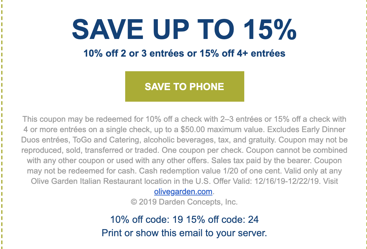 Olive Garden Coupons and Discounts