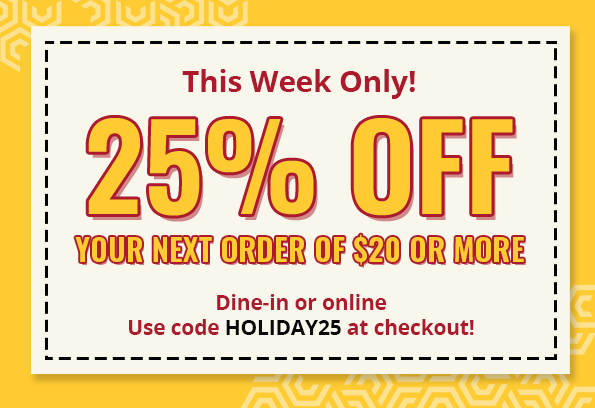 Genghis Grill Coupon Code: 25% OFF Orders of $20+ With Code: HOLIDAY25
