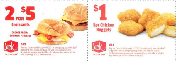 Jack in the Box Coupon Code: $1 5pc Chicken Nuggets. Code: 661 At parti