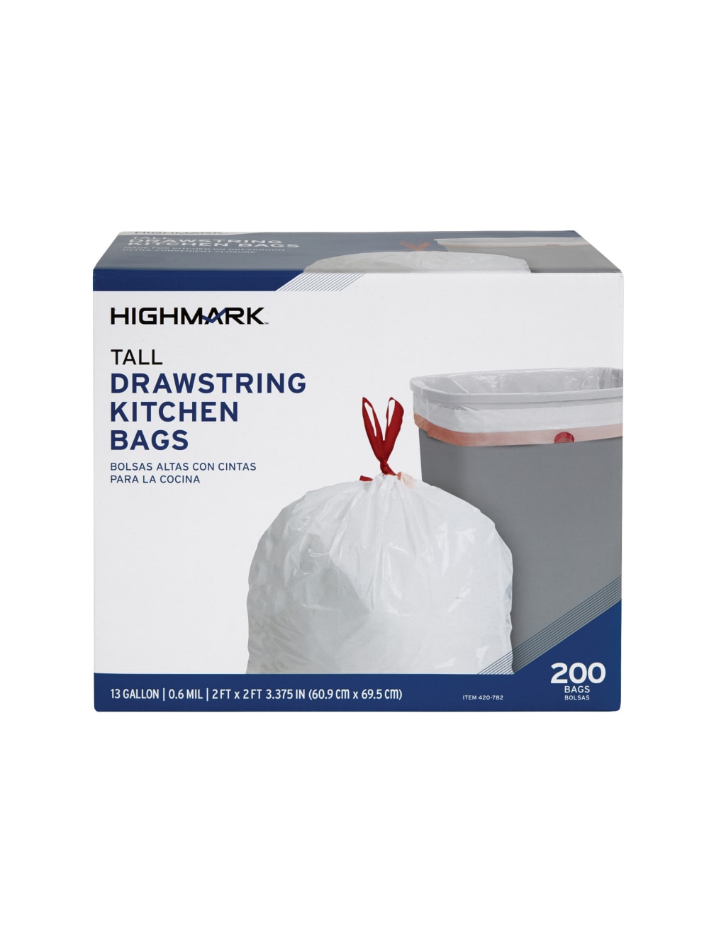 Highmark Tall Drawstring Kitchen Trash Bags 13 gallon 200 Count 8.00