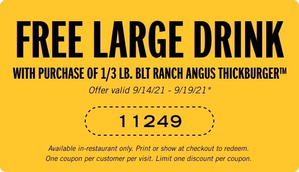 Carls Jr. Coupon Code: Free Large Drink w/ Purchase of 1/3 BLT Ranch