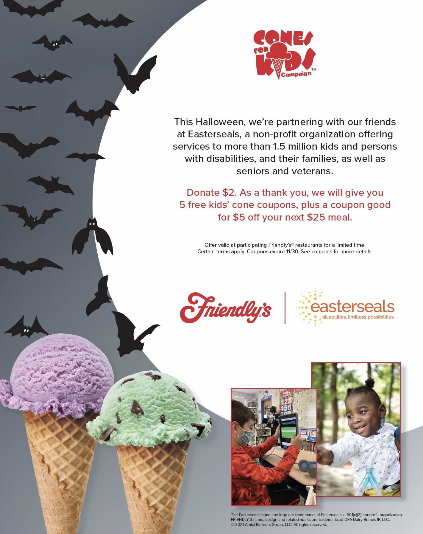 Friendlys Coupon Code Donate 2 to Easterseals, get 5 free kid's co