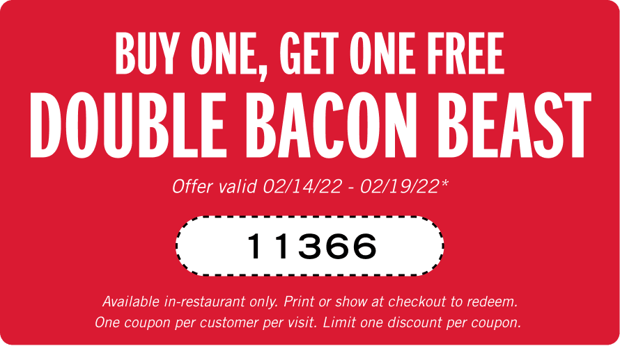 Carls Jr. Coupon Code: Buy One, Get One, Free Double Bacon Beast. Av