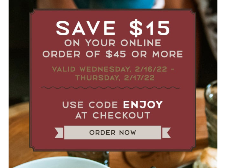 Macaroni Grill Coupon Code 15 Off on your online order of 45 or more.