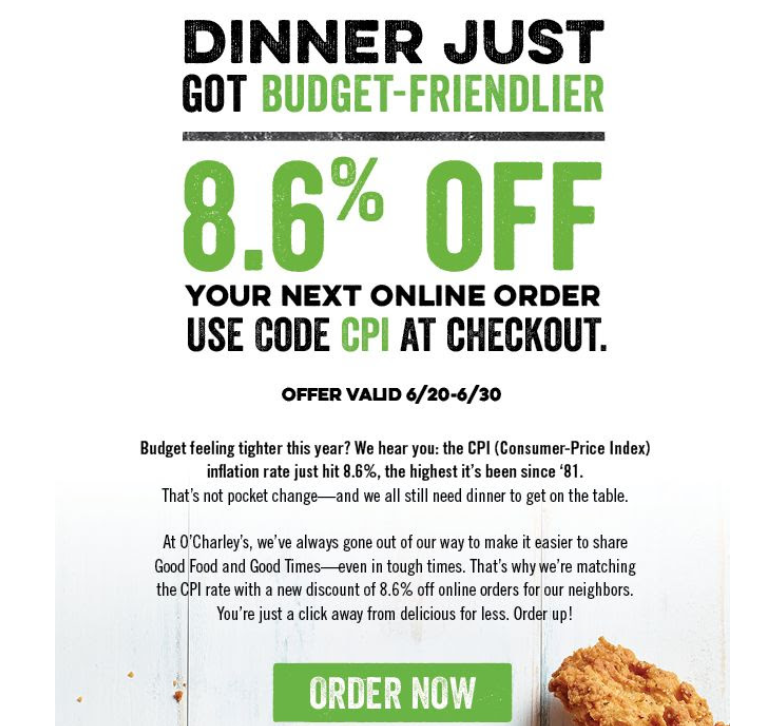 OCharleys Coupon Code: Get 8.6% off your next online order ...