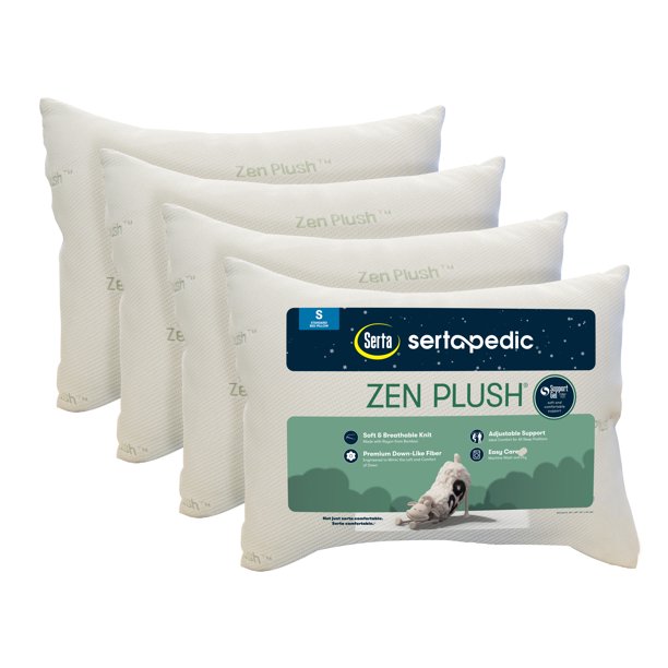 Sertapedic Zen Plush Pillow, Standard/Queen, 4 Pack Sale 20.00