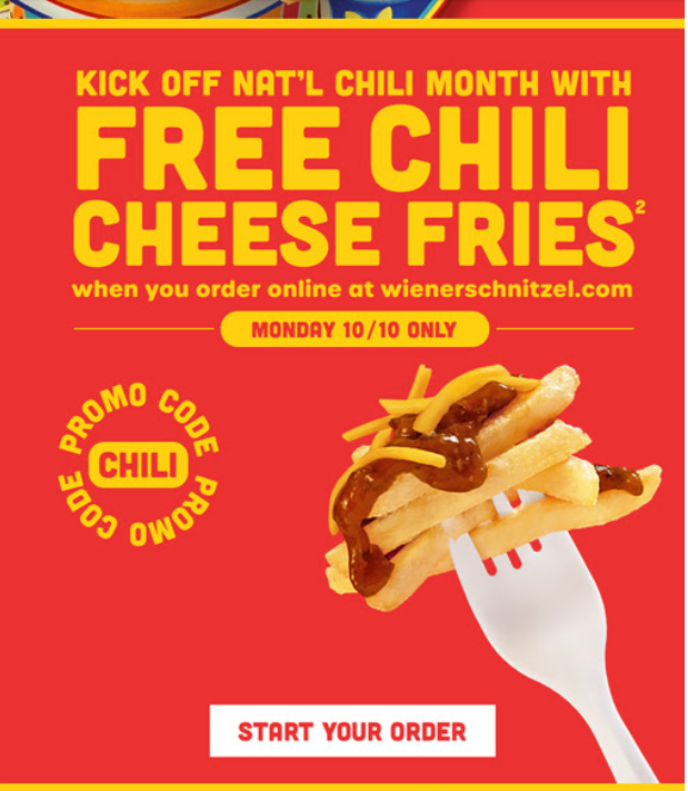 Wienerschnitzel Coupon Code Kick Off National Chili Month with Free Chili