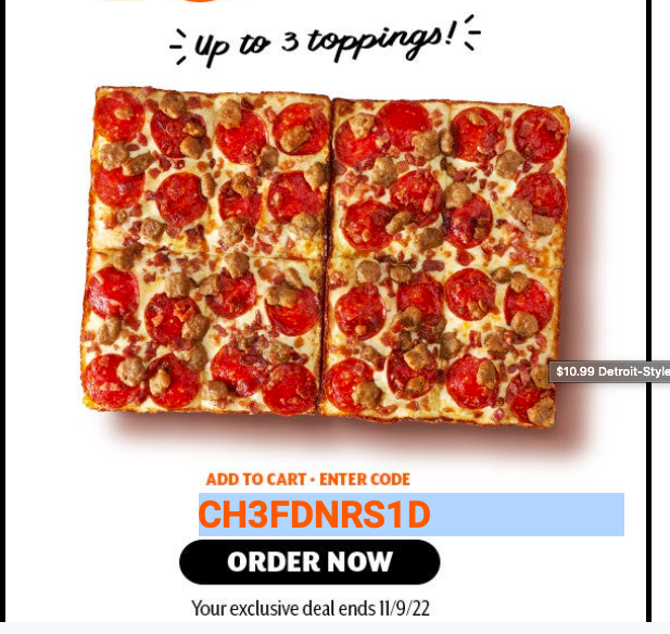 Little Caesars Coupon Code 10.99 for a Detroit deep dish pizza and up t