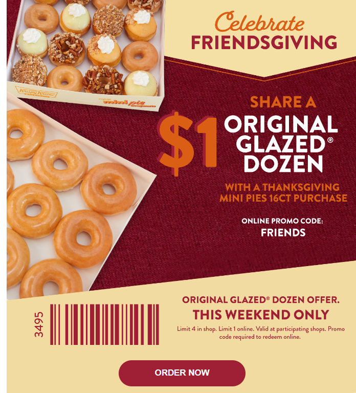 Krispy Kreme Coupon Code: Share a $1 Original Glazed Dozen when you bu