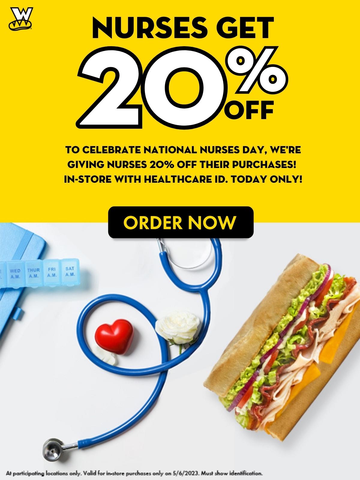 Which Wich Coupon Code 5/6/23 Nurses take 20 off instore purchase