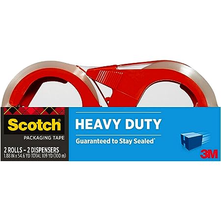 Scotch 3M Heavy Duty Shipping Tape – 1.88" X 54.6 YD – Clear – 2 Pack Combo 3850
