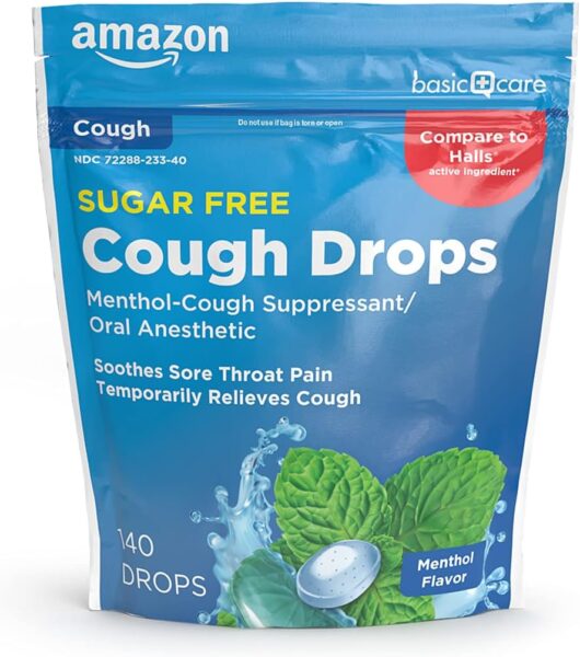 Amazon Basic Care Sugar Free Menthol Cough Drops, 140ct Sale 3.91