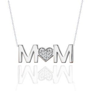 JeenMata MOM Moissanite Pendant Necklace in 18K Sale