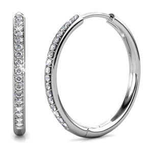Cate & Chloe Bianca 18k White Gold Plated Silver Hoop Earrings