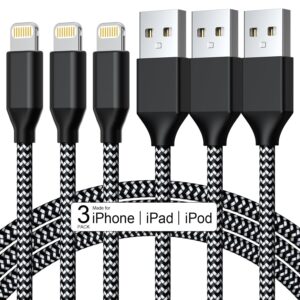 3 pack 3ft Steel MFi Certified Lightning to USB Cable - iPad, iPhone,