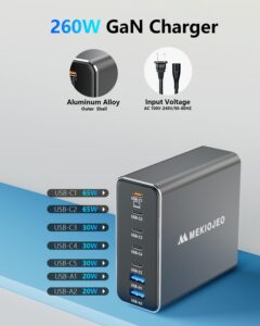 Aluminum Alloy 260W USB C Charger 7 ports Sale