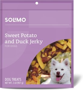 Amazon Brand - Solimo Sweet Potato & Duck Jerky Dog Treats, 2 pounds Sale