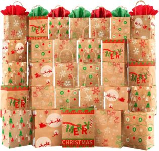 Christmas Gift Bags 30 PCS, 7.5