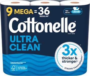 Cottonelle Ultra Clean Toilet Paper, 9 Mega Rolls (9 Mega Rolls = 36 Regular Rolls) Sale