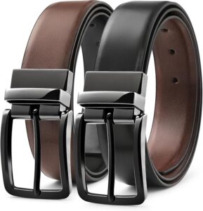 MILORDE Men’s Reversible Leather Belt 2 sided Sale