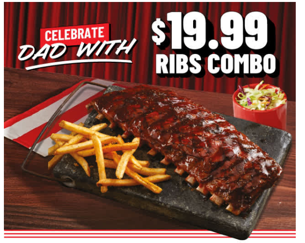TGI Fridays Coupon - $19.99 Ribs Combo with 2 sides
Dine in only

At participating locations.