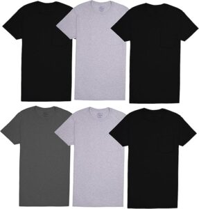 Fruit of the Loom Men's Tee Undershirts, Moisture Wicking & Tag Free, Short Sleeve Pocket T-Shirts 6pk Sale