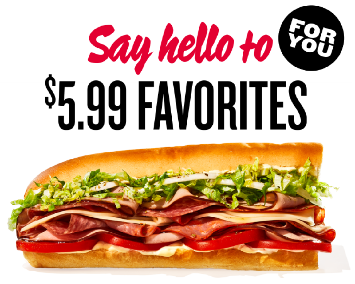Jimmy Johns Coupon - Enjoy any regular size Favorite for just $5.99 for rewards members. (Free to join)

At participating locations.