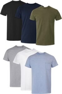 Hanes Pocket T-Shirt Pack 6-Pack Cotton Tees Undershirts Sale
