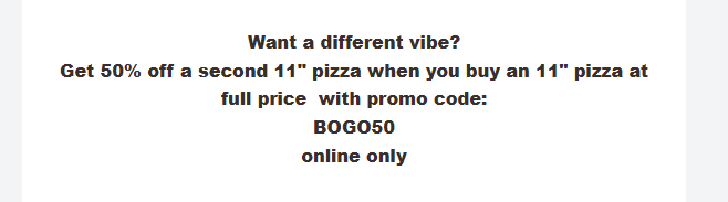 Blaze Pizza Coupon - Get 50% off a second 11