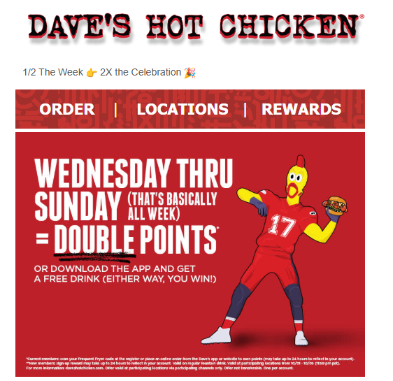 Dave's Hot Chicken Coupon - Free Sliders Ft. Dave's on Oct 23rd
Must use Dave's Hot Chicken app (free to download)
Free to join Dave's Hot Chicken Rewards Member
At participating locations.