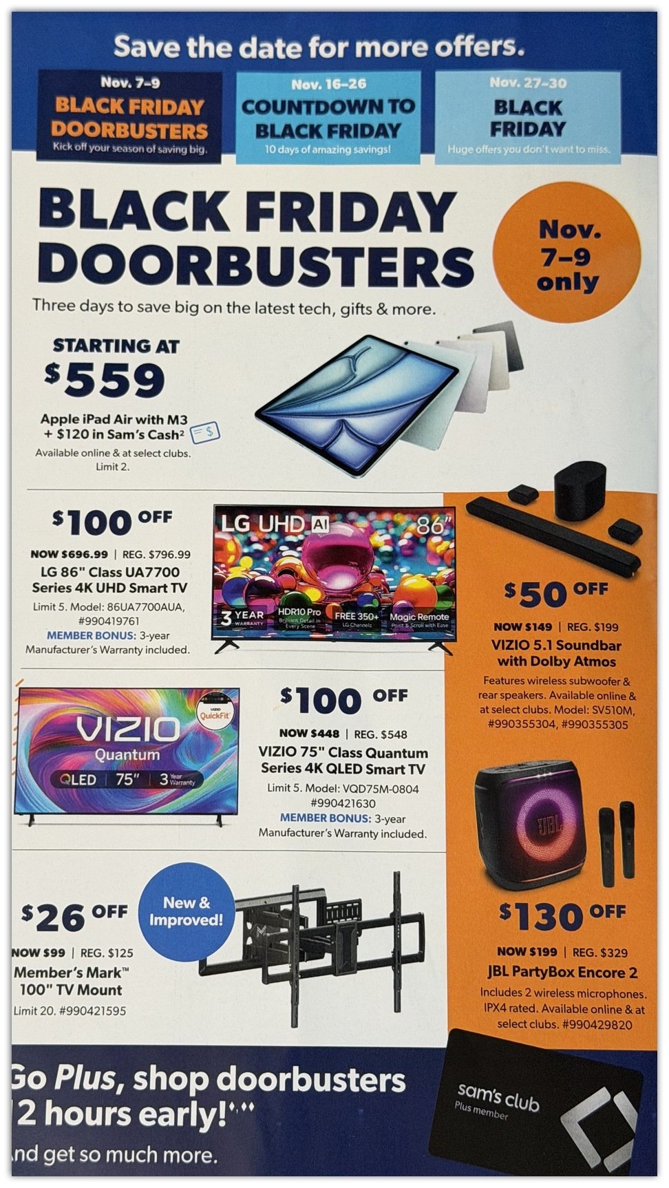 Sams Club November Doorbusters
