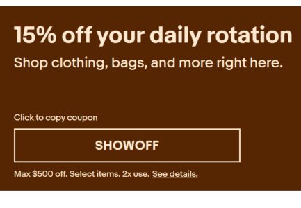 eBay 15% off Clothes, Handbags, More - Crocs, North Face, More