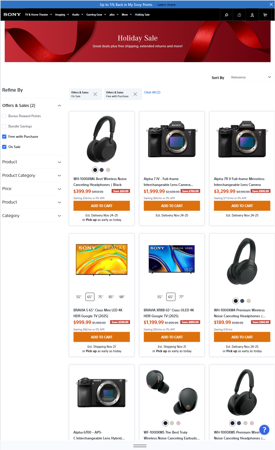 Sony Black Friday 2025 Ad