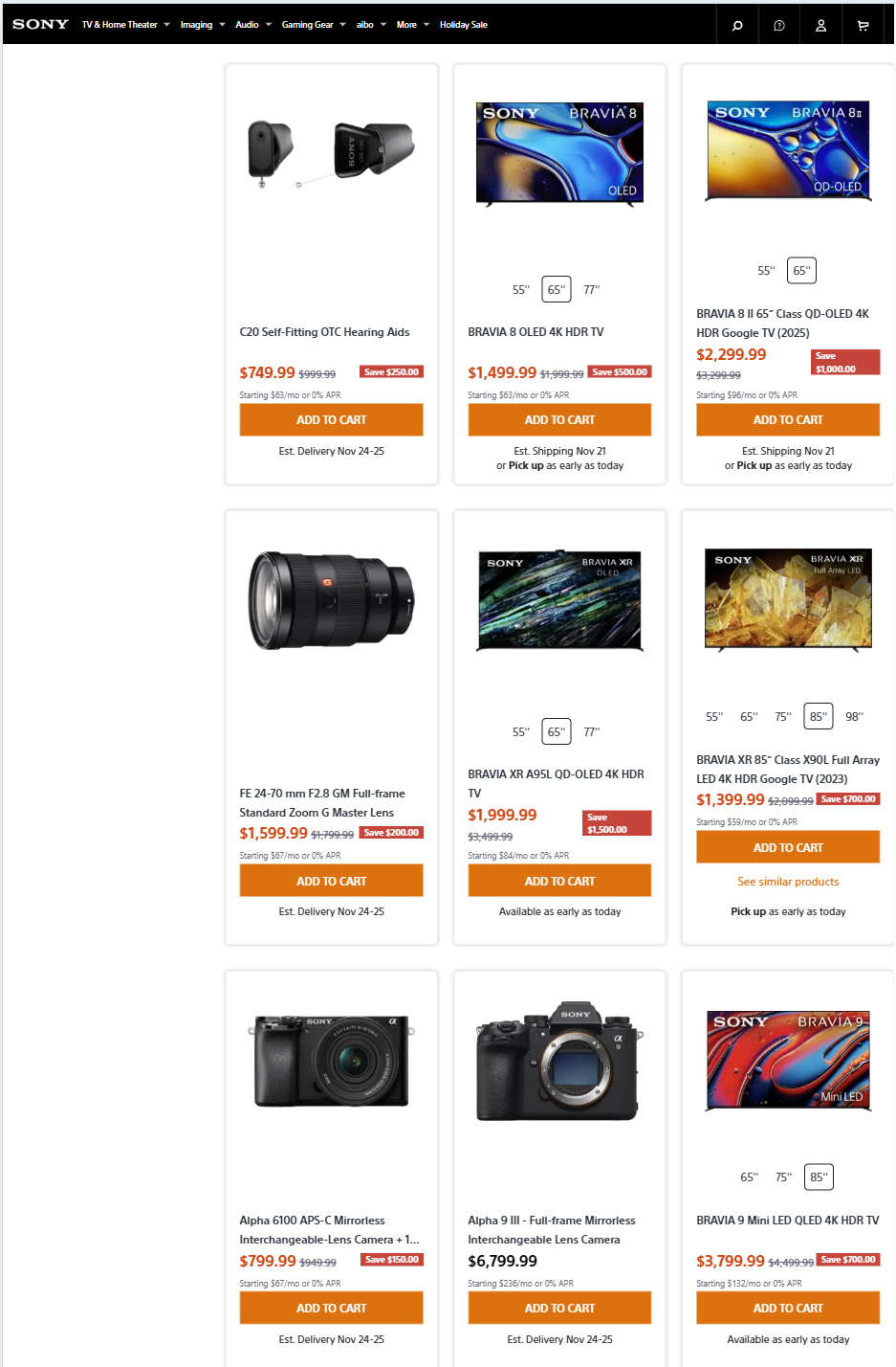 Sony Black Friday 2025 Ad