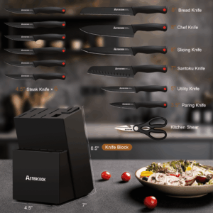 Astercook 14 Pc Knives Block Set with Built-in Sharpener Sale