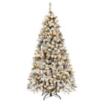 Costway 6 ft Pre-Lit Snow Flocked Artificial Christmas Tree Sale