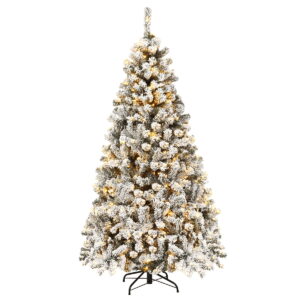 Costway 6 ft Pre-Lit Snow Flocked Artificial Christmas Tree Sale