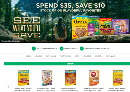 Amazon $10 Off $35 Cereal, Snacks