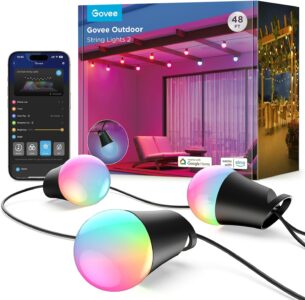 Govee Smart Outdoor String Lights, 48ft RGBIC Patio Lights Sale