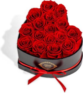 16 Preserved Roses in Heart-Shaped Box