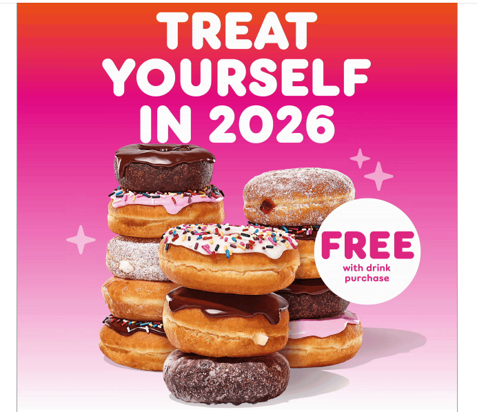 Dunkin Donuts Coupon - Free Classic Donut!
Buy a drink and get a FREE classic donut today, 1/2
Must be Dunkin Rewards Members (free to join)
Only on the Dunkin' app (free to download)
At participating locations.