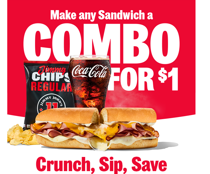 Jimmy Johns Coupon - Make any Sandwich a Combo for $1
 
Must be a Rewards Member (Free to join)

At participating locations.