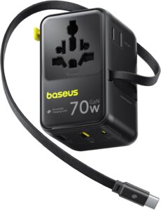 Baseus 70W Universal Travel Adapter, 6-in-1 International Plug Adapter Sale